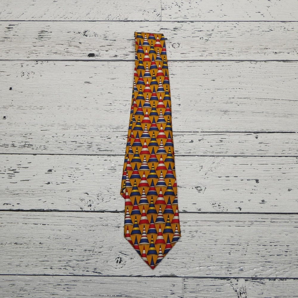 Vintage Gucci Tie Handmade Italian‎ Necktie Cone Duns Hat Pattern
